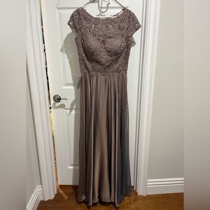 La Femme lace and chiffon evening gown